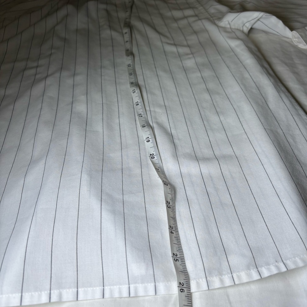 CHRISTIAN DIOR Chemises Pinstriped Womens Dress Shirt Size 18 White Vintage - Picture 9 of 9